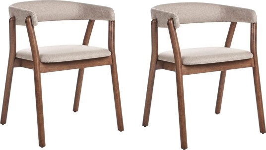 Matsalsstol Beliani Mylo set om 2 Beige-Mörkt Trä Beige -