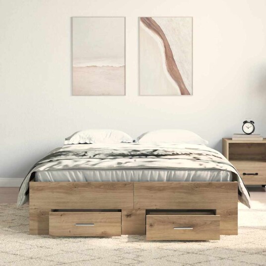 Seng med skuffer Artisan Eik 120x200 cm Konstruert tre 3333970