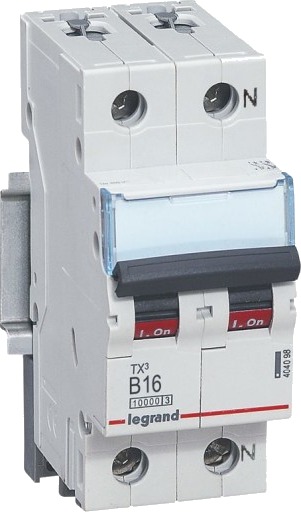 Legrand 5 stk TX³ MCB automatsikring B16 1P+N 2M 10/10kA