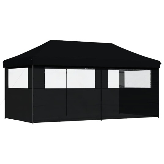  Sammenleggbart partytelt pop-up med 3 sidevegger svart 4004950