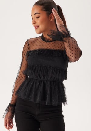 BUBBLEROOM Dotted Mesh L/S Blouse Black 42 BUBBLEROOM Dotted Mesh L/S Blouse Black 42