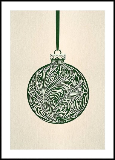 Olive Green Christmas Bauble Poster Plakat / 50x70cm