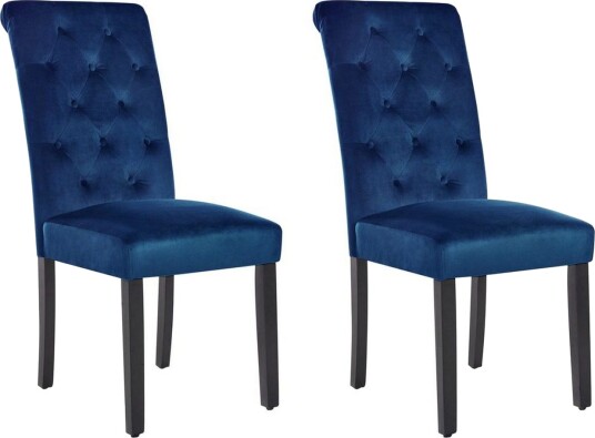 Matsalsstol Beliani Velva set om 2 Blå-Svart Dark blue -