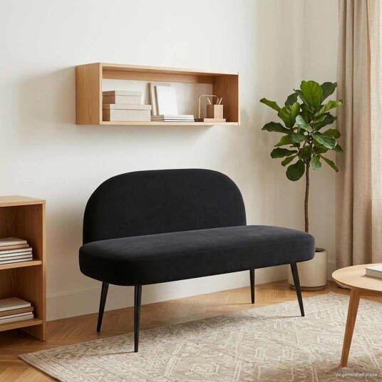 vidaXL Polstret benk med ryggstøtte Svart 110 x 60 x 76 cm Fløyel