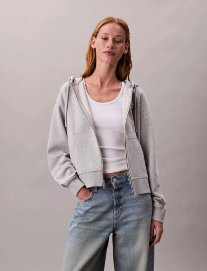 Calvin Klein Jeans Archive Logo French Terry Fz Hoo - Grey - S Calvin Klein Jeans Archive Logo French Terry Fz Hoo - Grey - S