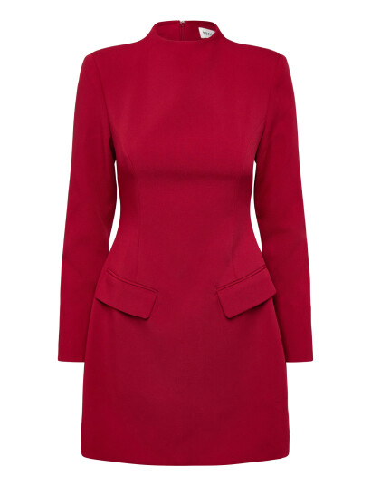 Malina Leanna High Neck Mini Dress Red 42