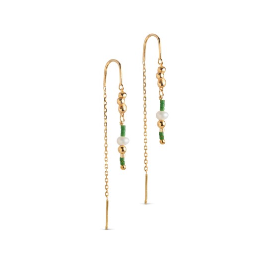 Enamel Copenhagen Nara Miyuki Earrings Khaki Gullfarge Grønn Hvit
