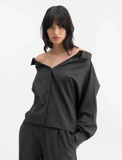 Ahlvar Gallery Gigi No Shoulder Check Shirt - Grey - L Ahlvar Gallery Gigi No Shoulder Check Shirt - Grey - L