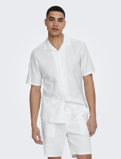 ONLY & SONS Onscaiden Life Ss Solid Resort Linennoos - White - S ONLY & SONS Onscaiden Life Ss Solid Resort Linennoos - White - S