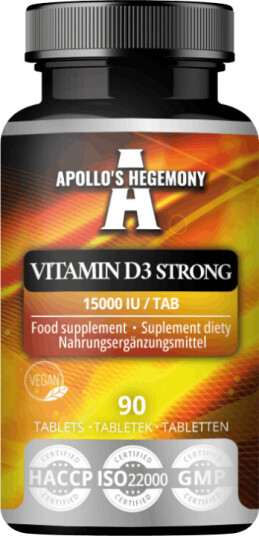 Vitamin D3 -375 mcg/tablett 15000 IU Strong -90 tabs Apollo’s Hegemony