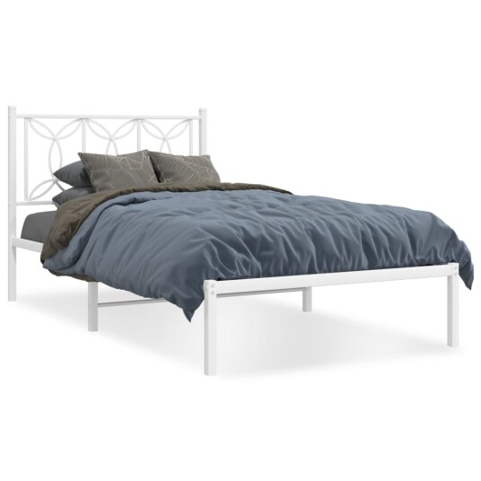  Sengeramme i metall med hodegavl hvit 107x203 cm 8721102644368