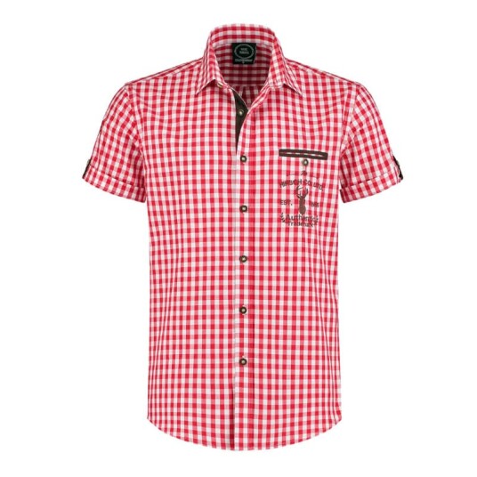 Haus Huberts V.O.F Kortermet rødrutet skjorte, 4XL
