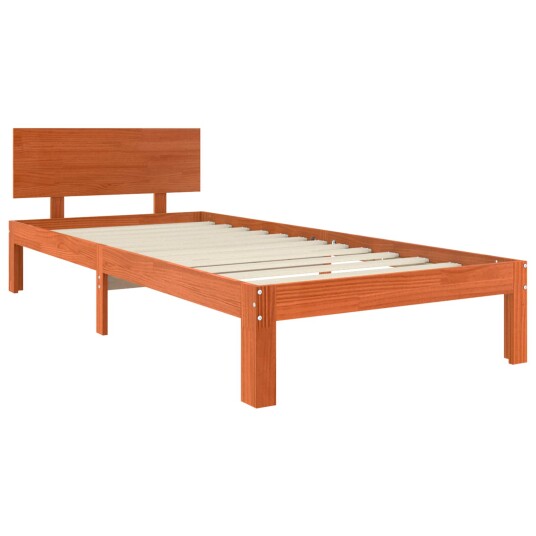 Sengestamme med hodegjerde Vokset Brun 90 x 190 cm Massiv furu Sengestamme med hodegjerde Vokset Brun 90 x 190 cm Massiv furu