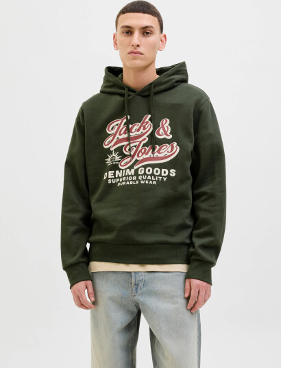 Jack & Jones Jjelogo Sweat Hood 2 Col 25/26 Noos - Khaki green - XL