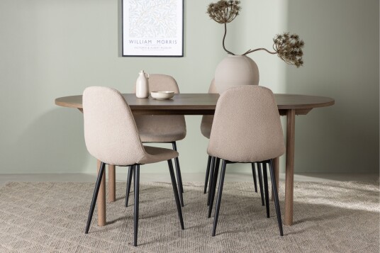 Venture Home Andy Spisegruppe 180 cm Oval med 4 Polar Stoler Beige