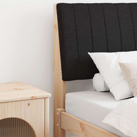 Polstret sengegavl Svart 80 cm Massiv furu
