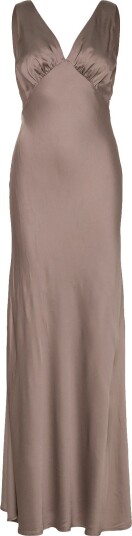 Malina Thelma Open Back Satin Maxi Dress   Grey   38