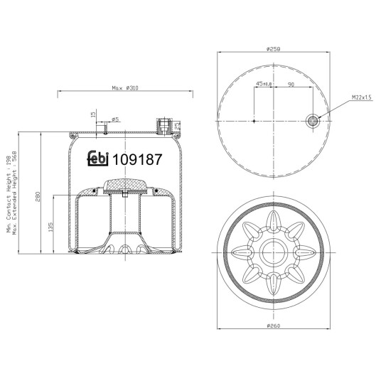 Luftbelg, fjæring FEBI BILSTEIN 109187 Luftbelg, fjæring FEBI BILSTEIN 109187