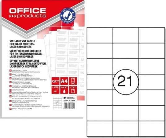 Office Products Office Products Etiketter A4 63,5X38,1 Mm Hvite 100 Office Products Office Products Etiketter A4 63,5X38,1 Mm Hvite 100