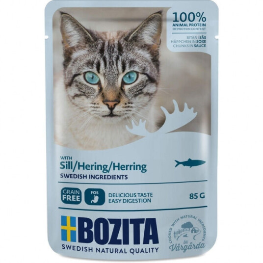 Bozita Biter i Saus med Sild 85 g - Våtfôr for Katter