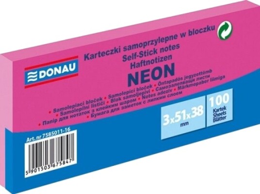 Selvklebende Blokk Donau 38X51 Mm 100 Ark Neonrosa 3 Stk 7585011 16