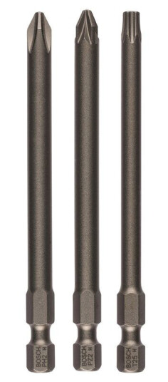 Bosch 3-delers skrutrekkerbits-sett, ekstra hard PH2; PZ2; T25; 89 mm