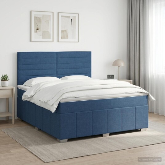 vidaXL Kontinentalseng med madrass Blå 140 x 190 cm Stoff