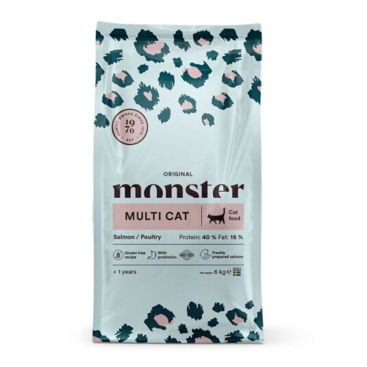Monster Kattemat Multicat Laks og Fjørfe 6 kg - Tørrfor for Voksne Katter