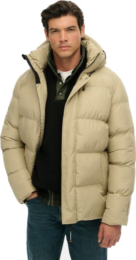 HOODED 5 BAFFLE SPORTS PUFFER Winter Twig Beige M  Vinterjakker
