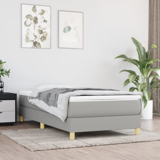  Boxspring sengeramme lysegrå 90x190 cm Single stoff