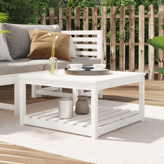 vidaXL Hagebord hvit 82,5x82,5x45 cm heltre furu vidaXL Hagebord hvit 82,5x82,5x45 cm heltre furu