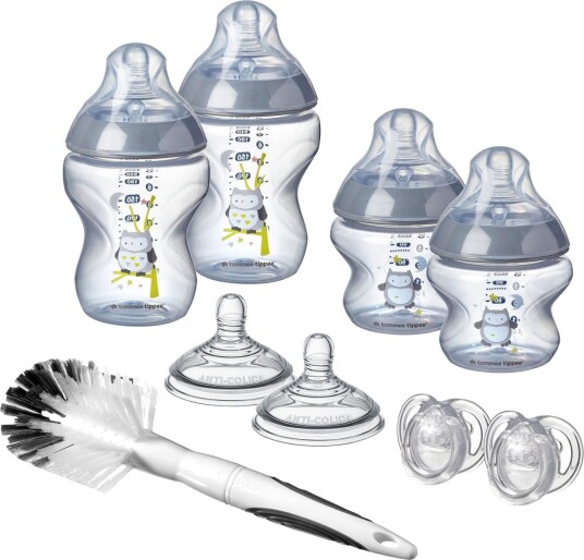Tommee Tippee Startsett Med Tåteflasker 2x150ml 2x260ml 6x Flaskesmokker Fra Nyfødt Blå