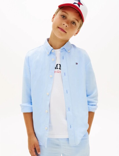 Tommy Hilfiger Linen Blend Relaxed Shirt Ls Blue 176