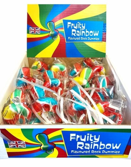 Appleton Sweets 24 stk Rainbow Rock Dummies Regnbuefargede Smokker Hel Eske 1,8 kg 022181