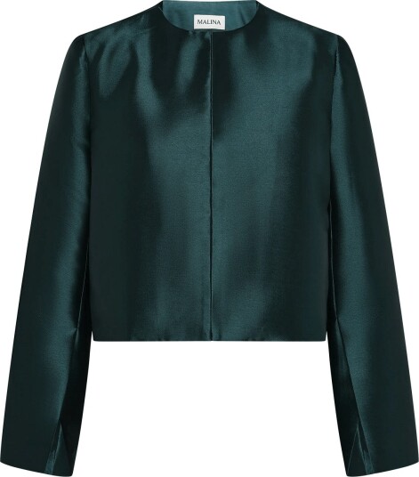 Malina Ruthie Slit Sleeve Satin Blouse   Green   36