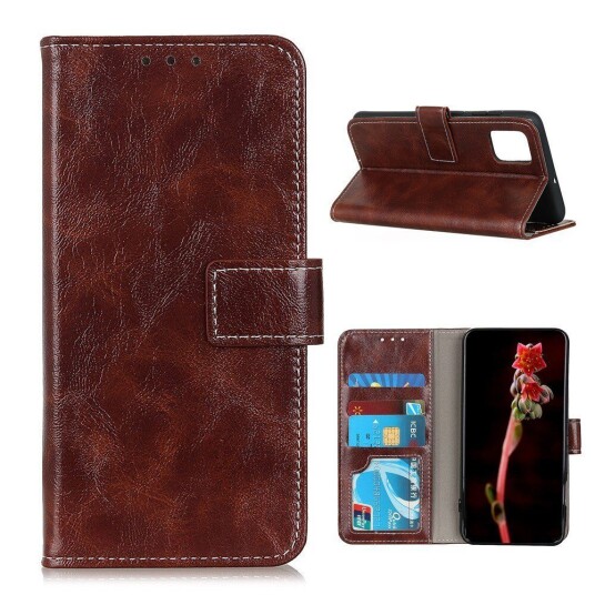 INCOVER Samsung Galaxy S20 FE / S20 FE (5G) Skinn Flip Deksel med Stativ - Brun