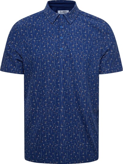 Original Penguin Golf Archives Golf Flag Printed Polo   BLUE DEPTHS   S
