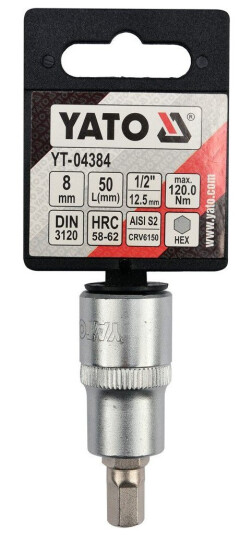 Yato 1/2" Sekskantsokkel H8 55mm for Håndverktøy