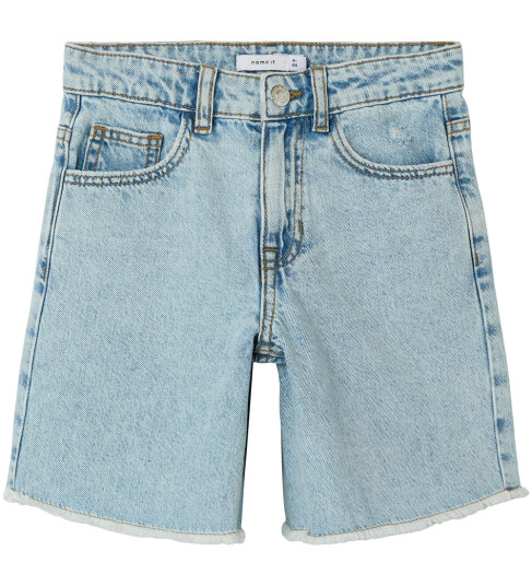 Name It Shorts Noos NkfBella Light Blue Bleched Denim 7 år 122 Shorts Blå