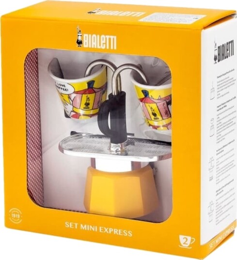 Bialetti Espressokocher Set Mini Express Lichtenstein + 2 Espressobecher Bialetti Espressokocher Set Mini Express Lichtenstein + 2 Espressobecher