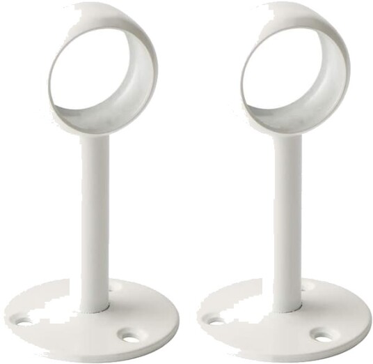 Takbrakett for gardinstang i rustfritt stål garderobestangholder for runde rør Ø 25 mm blank hvit 2 stk