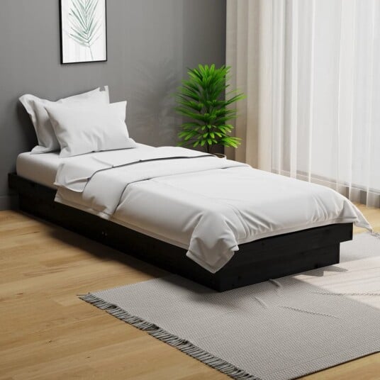 vidaXL Sengeramme svart heltre 75x190 cm 2FT6 Small Single