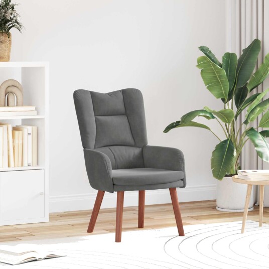 Avslappende stol Mørke grå 63 x 67 x 94 cm Fløyel Avslappende stol Mørke grå 63 x 67 x 94 cm Fløyel