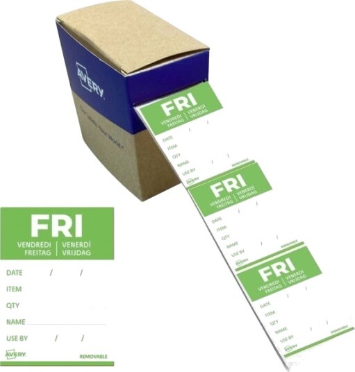Avery Dagsetiketter Fri 40 X 56 Mm Grønne Skrivfelt Avrundede Hjørner Avtakbar 1 Stk Dldfrirev 500
