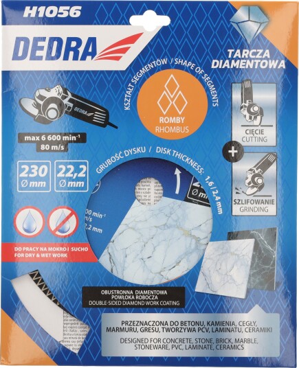 Dedra Diamantkappskive H1056 Rombemønster 230 mm Dedra Diamantkappskive H1056 Rombemønster 230 mm