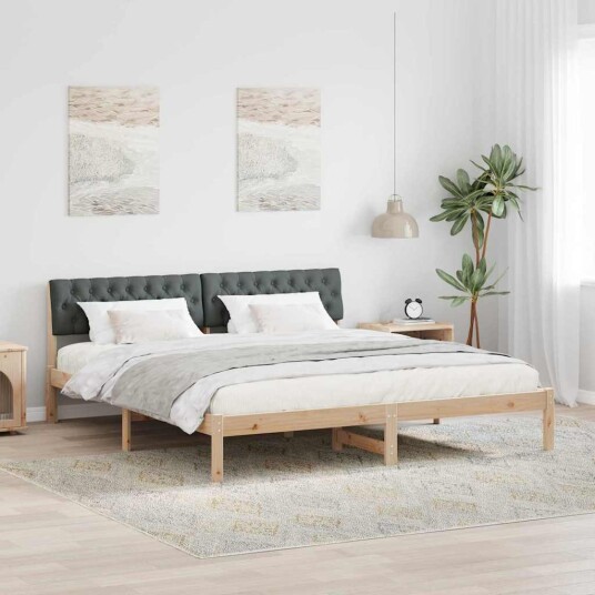 Sengestamme brun og mørkegrå 180 x 200 cm Heltre furu