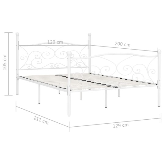 vidaXL Sengeramme med spilebase hvit metall 120x200 cm
