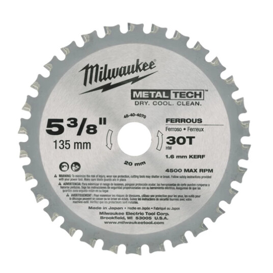 Milwaukee sirkelsagblad til sagklinge  135x20x30t 