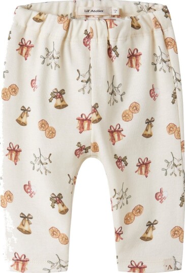 Lil" Atelier Bukser - NbnLayo - Turtledove/Gammel jul - Lil Atelier - 56 - Bukser - bomull Beige Hvit