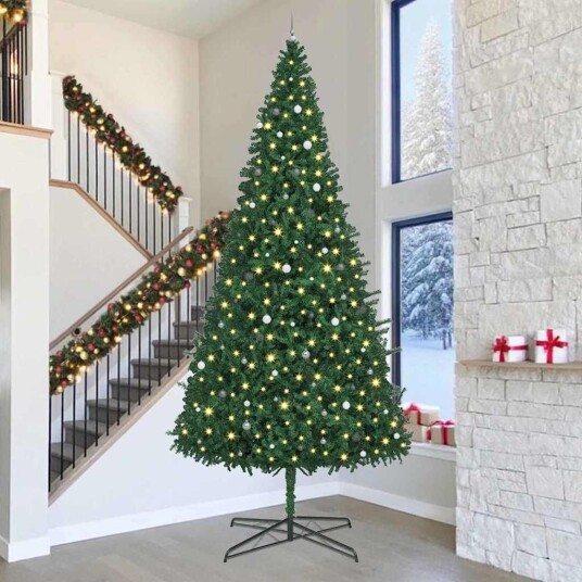 vidaXL Juletre 400 cm 300 LED-lys Varmhvit PVC Grønn